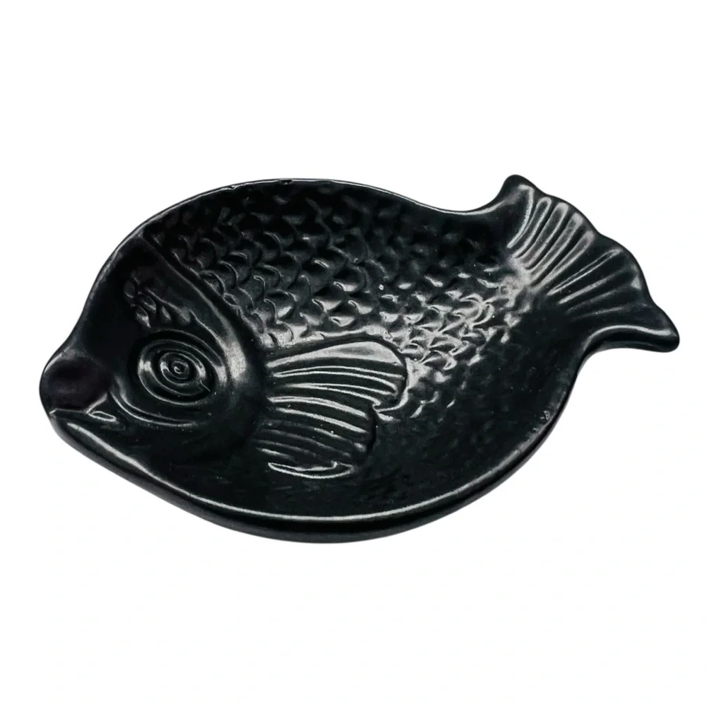 Vintage Black Fish-Shaped Trinket Dish